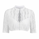 1 x RAW Customer Returns Kelliar Women s Elegant White Lace Shirt Dirndl with Lace, White, 50 - RRP €24.0