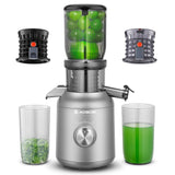 1 x RAW Customer Returns Juicer-AOBOSI 250W Slow Juicer-Juicer vegetables and fruit with 1.2L capacity-Juicer with 103MM filling shaft and 8-stage auger. Juicer with 2 without metal filters 2 patents, soot - RRP €110.92