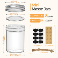 1 x RAW Customer Returns ComSaf 250ml preserving jars with lids 8 pieces mason jar, food storage jars for jam, honey, yoghurt, cucumbers and beans overnight oats jars jam jars with screw lids - RRP €25.99