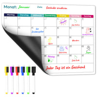 1 x RAW Customer Returns Winter Shore Magnetic Whiteboard Calendar - Reusable Magnetic Calendar Board for Wall, Fridge, etc. - Incl. 6 Colorful Whiteboard Pens, Wipe Clean Magnetic - 37 x 28 cm - RRP €11.09