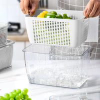 1 x RAW Customer Returns Luxear 4 set food storage containers fruit vegetables with lid sieve, 5.8L 4L 1.7L 0.5L BPA free storage containers, refrigerator organizer fresh storage boxes salad berry storage, not suitable for dishwasher - RRP €45.31