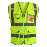 1 x RAW Customer Returns HPHST Safety Vest for Men and Women High Visibility Cycling Vest with Zip Reflective Vest Work Vest EN ISO 20471 Yellow Large  - RRP €18.04