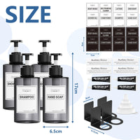 1 x RAW Customer Returns Anhow 4-pack soap dispenser wall mounting set, 300ml soap dispenser wall without drilling, empty shower gel dispenser with 12 category labels for shower kitchen bathroom - gray - RRP €18.14