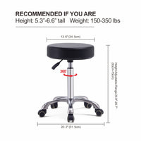 1 x RAW Customer Returns Grace Grace Height Adjustable Rolling Stool Swivel Stool With Wheels Work Stool Massage Stool Medical Chair Swivel Chair Office Stool Seat Stool Kitchen Stool No Backrest with Casters-Classic Flat, Black  - RRP €76.94