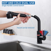 1 x RAW Customer Returns HOMELODY kitchen sink faucet with pull-out shower, kitchen faucet with 2 jet types, dishwashing spray, 304 stainless steel kitchen faucet, high pressure mixer tap 360 rotatable, single lever mixer tap black - RRP €42.99