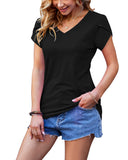 1 x RAW Customer Returns PLOKNRD Tops for Women Summer Short Sleeve Tops V-Neck for Women Black, S  - RRP €21.15