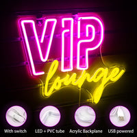 1 x RAW Customer Returns VIP Lounge Neon Signs for Wall Decor VIP Neon Light for Room Decor USB Powered VIP Light Sign for Office Hotel Bar Cafe Shop Pink and Yellow  - RRP €38.64