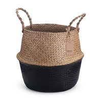 1 x RAW Customer Returns DOKOT Seagrass Basket Flowerpot Natural Basket Woven Laundry Basket With Handle for Plant Toy Storage Black  - RRP €26.8