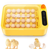 1 x RAW Customer Returns Automatic 24 Egg Incubator with Digital Display, LED Lighting, Automatic Egg Turning, External Water Addition, Efficient and Intelligent Temperature and Humidity Control Yellow - RRP €99.82