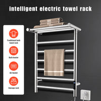 1 x RAW Customer Returns QL Electric Towel Rack with Timer, Intelligent Wall-Mounted Electric Towel Rack with Adjustable Temperature, 145W, Stainless Steel, 680 x 500 mm, Silver - RRP €168.88