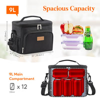 1 x RAW Customer Returns Lifewit Insulated Cooler Bag, Reusable Lunch Bag, Portable Cooler Box, Soft Carrying Case, Leakproof with Adjustable Shoulder Strap for Adults for Work Picnic, Black 9L - RRP €18.83