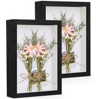 1 x RAW Customer Returns Anhow 2-pack 3D picture frames for filling, A4 3D picture frame, deep object frame 20 x 30 cm with transparent real glass for table top and wall - black 3cm - RRP €26.21