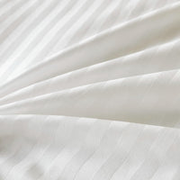 1 x RAW Customer Returns Amolavet Hotel Bed Linen 135x200 Mako Satin Cotton White Damask Stripe Bed Linen 135x200 Cotton 2-Piece Set White with Zipper for Summer - RRP €41.34