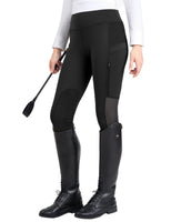 1 x RAW Customer Returns FitsT4 Sports women s breeches, riding leggings with knee patches and pocket with zip, elastic Jodhpur trousers for riding school, black, M - RRP €33.26