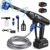 1 x RAW Customer Returns Cordless high pressure cleaner, 21V cordless pressure cleaner gun high pressure gun with two 12000mAh batteries, 6-in-1 multifunctional nozzle, portable high pressure cleaner water gun for car, patio, window, lawn - RRP €50.41