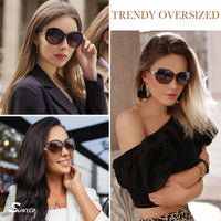 1 x RAW Customer Returns Sunier Sunglasses Women s Polarized Trendy Large Oversized Classic Vintage Oversize Sunglasses Women with 100 UV400 Protection - RRP €23.78