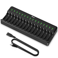 1 x RAW Customer Returns BONAI AA AAA Battery Charger 16 Slot Universal LED Battery Charger Intelligent Battery Charger Smart Battery Charger for AA AAA NI-MH NI-CD Rechargeable Batteries, Black - RRP €24.99