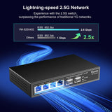 1 x RAW Customer Returns VIMIN 6-Port 2.5G PoE Switch Unmanaged, 4X 2.5G Base-T PoE Ports, 2X 10Gbps SFP , 4-Port PoE Switch with 60Gbps Ethernet Switching Capacity, Support IEEE802.3af at, 65W, VLAN, Metal Housing - RRP €78.64