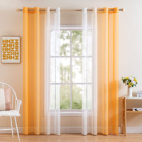 1 x RAW Customer Returns MIULEE Horizontal Gradient Curtain Polyester Translucent Modern Gradient Curtain with Silver Eyelets Voile for Windows Bedroom Kitchen Living Room 2 Pieces 140x245cm Orange - RRP €29.03