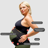 1 x RAW Customer Returns BABYGO belly belt pregnancy belly band Pregnancy belt support belt abdominal support lap belt including exercise book - yoga for pregnant women M black - RRP €25.82