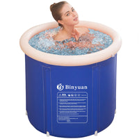 1 x RAW Customer Returns Portable Foldable Plastic Inflatable Bathtub 75x75cm Soaking Small Space for Adult Hydrotherapy L, Blue  - RRP €69.99