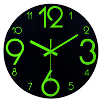 1 x RAW Customer Returns Plumeet Luminous Wall Clock -12-inch Quiet Wooden Clock Fluorescent - Large Decorative Wall Clock for Kitchen, Office and Bedroom Black  - RRP €19.46