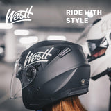 1 x RAW Customer Returns Westt jet helmet with visor and sun visor motorcycle helmet men women scooter helmet moped helmet moped chopper helmet motorcycle half helmet open-face helmet pilot helmet ECE DOT certified - RRP €70.97