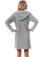 1 x RAW Customer Returns Morgenstern Women s Thin Bathrobe with Zip and Hood Gray Sauna Gown M Cotton Women s Soft Terry Cloth Zip Short Lightweight - RRP €40.28