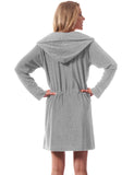 1 x RAW Customer Returns Morgenstern bathrobe ladies short zip and hood grey bathing jacket small S cotton women soft terry zip short light - RRP €40.28