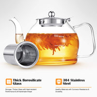 1 x RAW Customer Returns 1.2L teapot, teapot with strainer insert, STNTUS teapot glass, teapot with strainer, glass teapot with tea strainer, tea pot, tea maker, glass pot heat-resistant, teapots, borosilicate glass glass pot - RRP €25.56