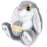 1 x RAW Customer Returns My OLi 20cm Easter Bunny Plush Rabbit with Easter Egg Stuffed Toy Rabbit Floppy Ears Sitting Bunny Stuffed Animal Bedtime Friend Easter Gifts for Children Babies Boys Girls, Grey - RRP €17.14