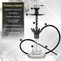 2 x RAW Customer Returns REANICE 24 Hookah Shisha Set Water Pipe Complete Set with 1 Connections Head Adapter Silicone Hose Aluminum Rod Black  - RRP €120.96