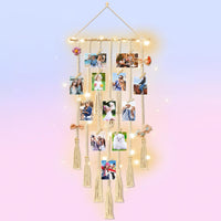 1 x RAW Customer Returns Eletorot Teenager Girls Gifts Photo Wall Room Decoration Hanging Picture Frame Collage, Picture Wall with 30 Wooden Clips 3m Photo Fairy Lights, Bohemian Wall Decoration for Bedroom Children s Room Wedding - RRP €20.16