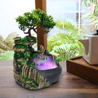 1 x RAW Customer Returns Indoor fountain with LED lighting, table fountain waterfall with mist, garden aquarium resin desktop fountain, Zen light indoor fountain with plants, humidifier gift decoration 20 x 20 x 13 cm - RRP €58.93