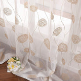 1 x RAW Customer Returns MIULEE Curtains with Floral Embroidery, White Curtains with Golden Pattern for Living Room, Bedroom Transparent Curtain with Eyelets, Set of 2 Voile Floral Transparent Curtains, Each H 215 XW 140cm - RRP €33.5