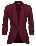 1 x RAW Customer Returns Unibelle women s blazer cardigan thin 3 4 longer elegant light bolero jacket blazer slim fit suit trench coat, Aa-wine red, 38 manufacturer size M  - RRP €35.28