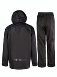 1 x RAW Customer Returns SwissWell Men s Raincoat Windproof Motorcycle Rain Jacket Waterproof Rain Jacket Reflective Lightweight Outdoor Rainwear with Hood Rain Jacket Rain Pants Set XL-Black  - RRP €60.49