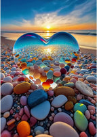 49 x Brand New 5D Diamond Painting Colorful Stones Heart Diamond Painting Pictures Beach Sea Diamond Art DIY Adult Diamond Painting Set Daiments Painting Diamonds Wall Decor 30 x 40 cm Colorful Stone Heart 2 Pieces  - RRP €999.6