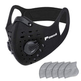 1 x RAW Customer Returns Powzdi dust mask, sports mask, cycling mask, breathing mask, training mask, air filter mask with 5 activated carbon filters for men and women for running, cycling, valve, motorcycle, cycling, outdoor activities - RRP €17.6