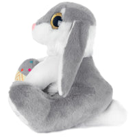 1 x RAW Customer Returns My OLi 20cm Easter Bunny Plush Rabbit with Easter Egg Stuffed Toy Rabbit Floppy Ears Sitting Bunny Stuffed Animal Bedtime Friend Easter Gifts for Children Babies Boys Girls, Grey - RRP €17.14