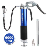 1 x RAW Customer Returns CarBole one-hand grease gun 8000PSI, with 18 inch flexible hose and 6 inch metal extension tube, with two nozzles, compatible with 400cc ink cartridge, blue - RRP €32.03