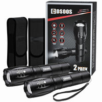 1 x RAW Customer Returns COSOOS LED Flashlight, Extremely Bright Tactical Flashlights with Holster, 5 Modes, Zoomable, IP67 Waterproof Handheld Lamp for Camping, Outdoor, Hiking, Gift 2 Pack  - RRP €17.7