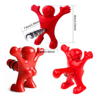 1 x Brand New Yisscen Wine Bottle Stopper Set, 3 Pieces Wine Stopper Wine Bottle Corkscrew, Funny Happy Red Man Bottle Opener Beer Bottle Opener, Used for Father s Day, Bar Party - RRP €20.4