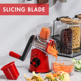 1 x RAW Customer Returns GDL Cheese Grater with Crank, Vegetable Slicer with 3 Interchangeable Drum Blades, Grater Kitchen Fast Cutting, Drum Grater Suitable for Vegetables, Fruit, etc. - RRP €34.96