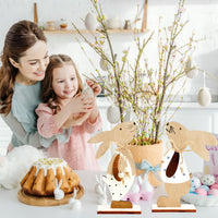 1 x Brand New YIMOJOY 32CM Large Easter Decoration Wooden Rabbits Pack of 2 Easter Decoration Stand Easter Bunny Wooden Table Decoration Spring Easter Decoration Easter Gift - RRP €30.0