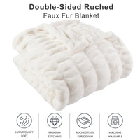 1 x Brand New BATTILO HOME Faux Fur Throw Blanket, Fluffy Double Sided Imitation Rabbit Fur for Bed, Sofa, Couch, Living Room, Home Decor Ivory, 127 152cm  - RRP €79.99