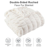 1 x Brand New BATTILO HOME Faux Fur Throw Blanket, Fluffy Double Sided Imitation Rabbit Fur for Bed, Sofa, Couch, Living Room, Home Decor Ivory, 127 152cm  - RRP €79.99