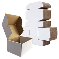 1 x RAW Customer Returns RLAVBL Shipping Box, Flat Cardboard Packaging Boxes 15.3cm x 10.2cm x 7.6cm Set of 25, White - RRP €19.39