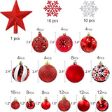 1 x RAW Customer Returns Christmas tree decoration ball, including snowflakes, red lace stars and rope -121 pieces -Christmas decoration - RRP €26.21