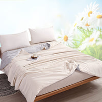 1 x RAW Customer Returns Qucover summer duvet made of cotton and microfiber, thin quilt 150x200cm for single bed, summer duvets can be used without a cover, light and soft summer blanket, reversible design beige and gray - RRP €33.26